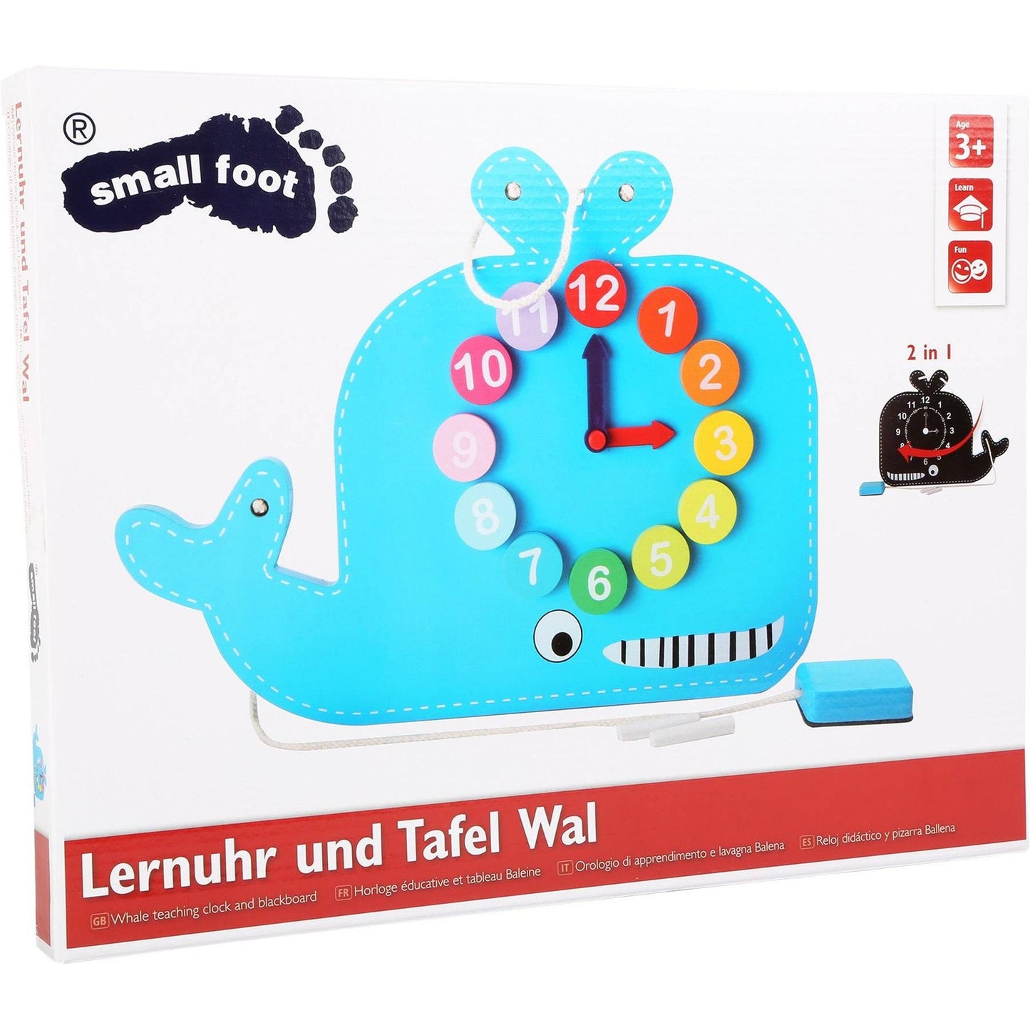 Lernuhr und Tafel Wal