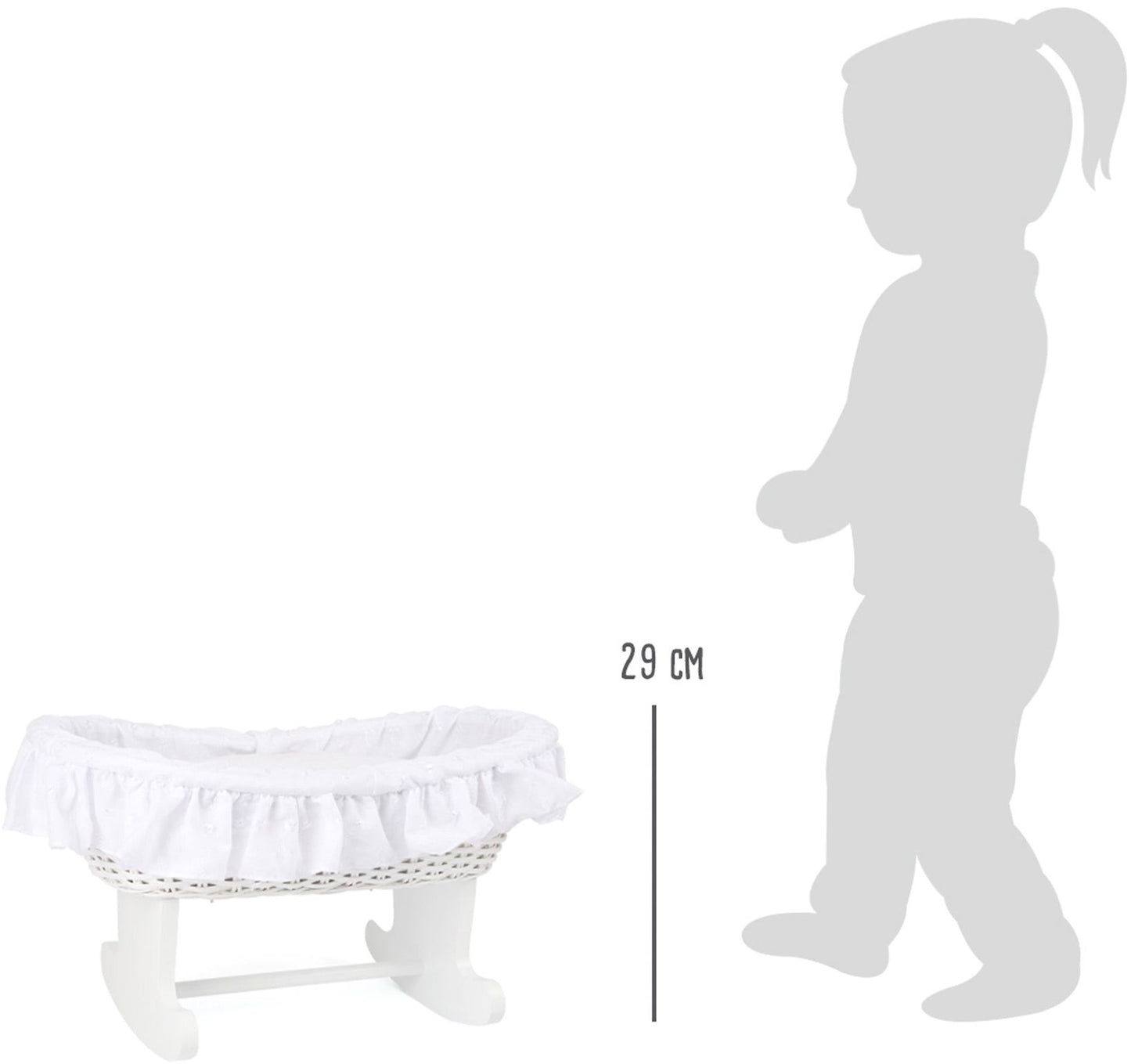 Puppenwiege Korbgeflecht, weiß