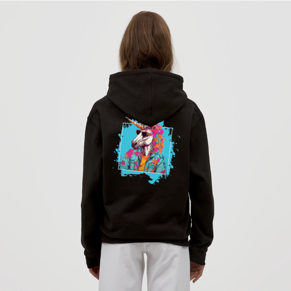Unisex Hoodie - Flower-Horn - Schwarz