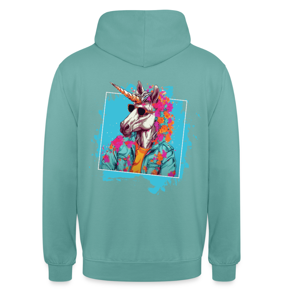 Unisex Hoodie - Flower-Horn - Pastelltürkis