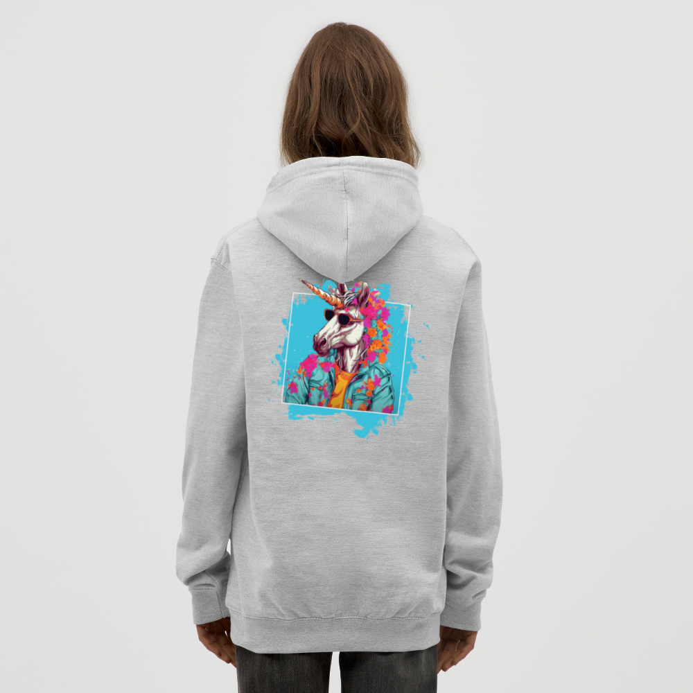 Unisex Hoodie - Flower-Horn - Hellgrau meliert