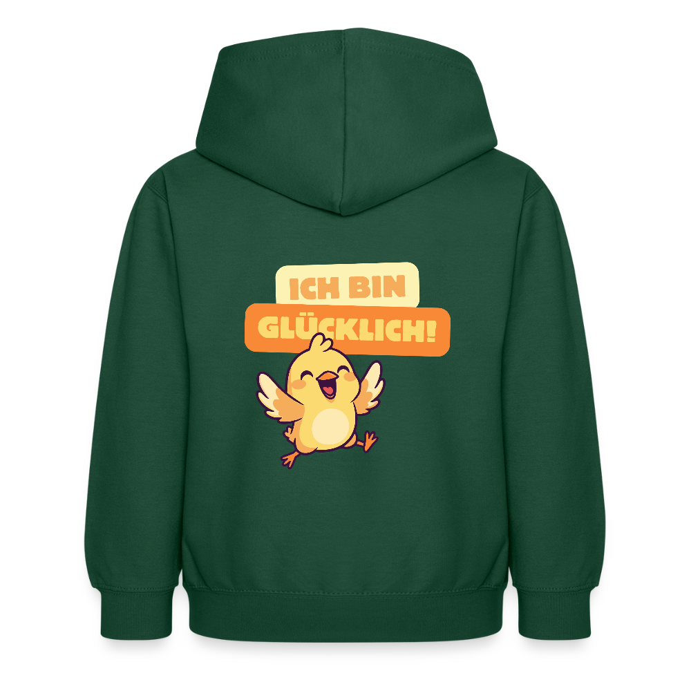 Kinder Hoodie - Ich bin glücklich - Flaschengrün