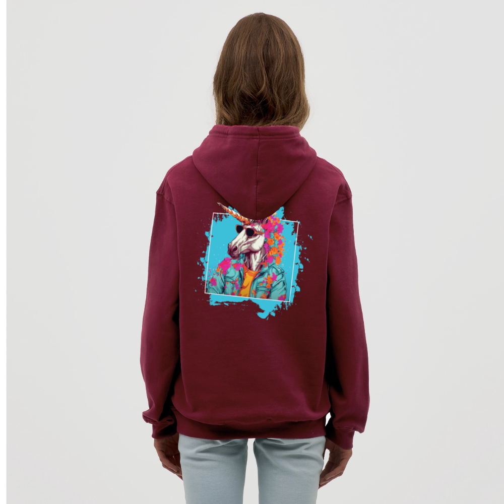 Unisex Hoodie - Flower-Horn - Bordeaux