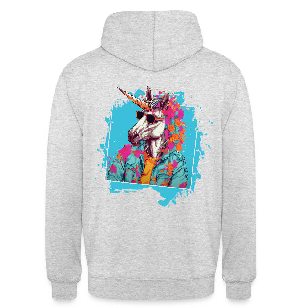 Unisex Hoodie - Flower-Horn - Hellgrau meliert