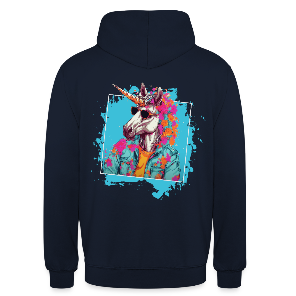 Unisex Hoodie - Flower-Horn - Navy