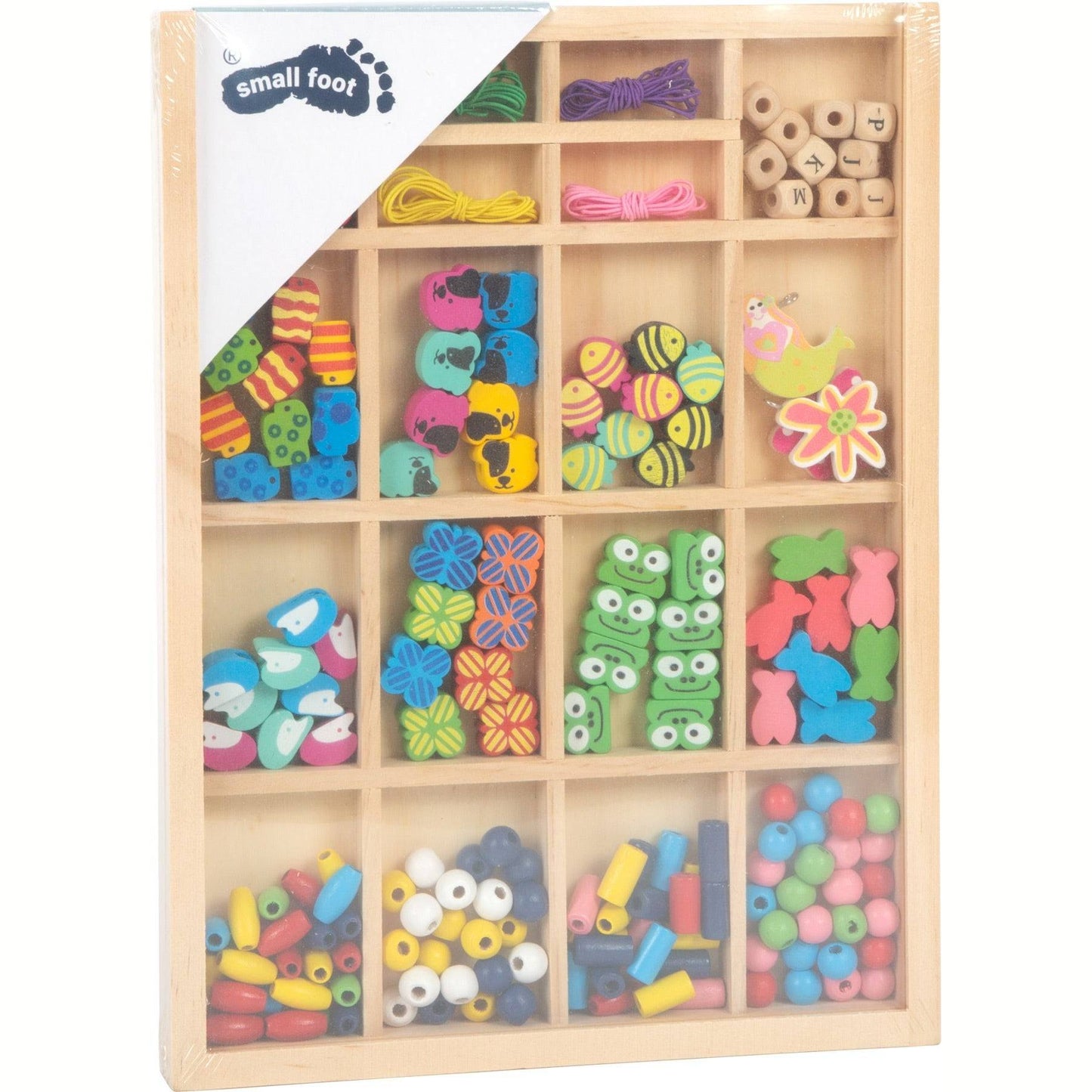 Fädelperlen in Holzbox