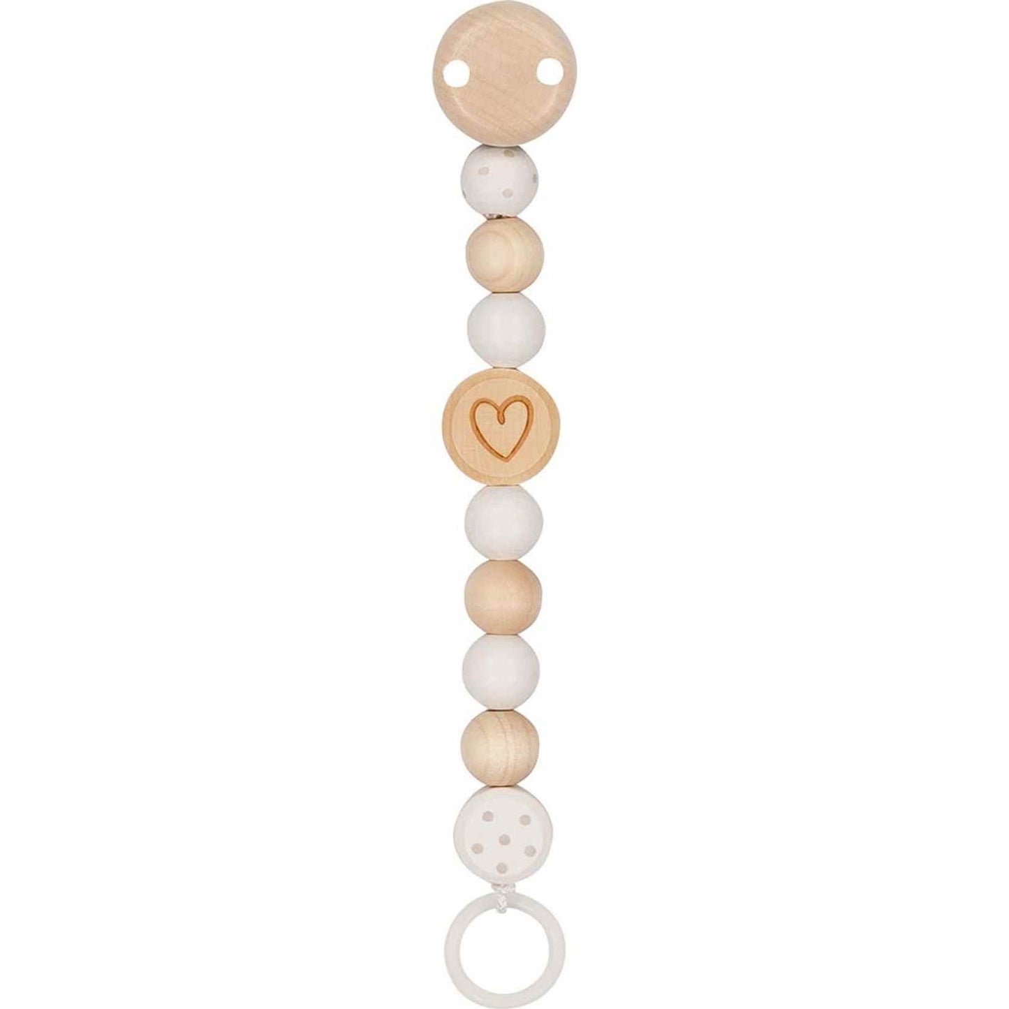 Schnullerkette mit liebevollen Motiven aus Naturmaterialien für Babys und Kleinkinder