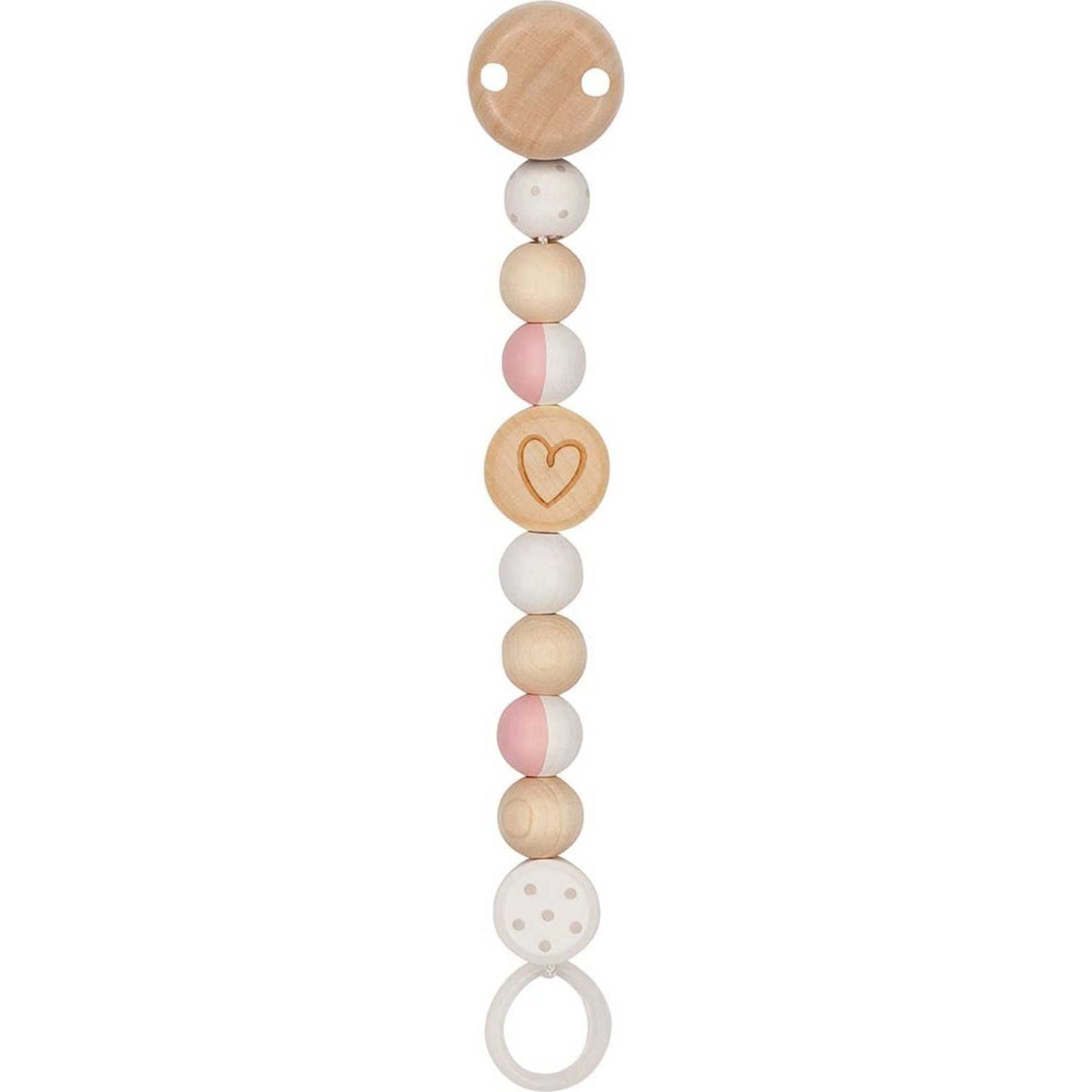 Schnullerkette mit liebevollen Motiven aus Naturmaterialien für Babys und Kleinkinder