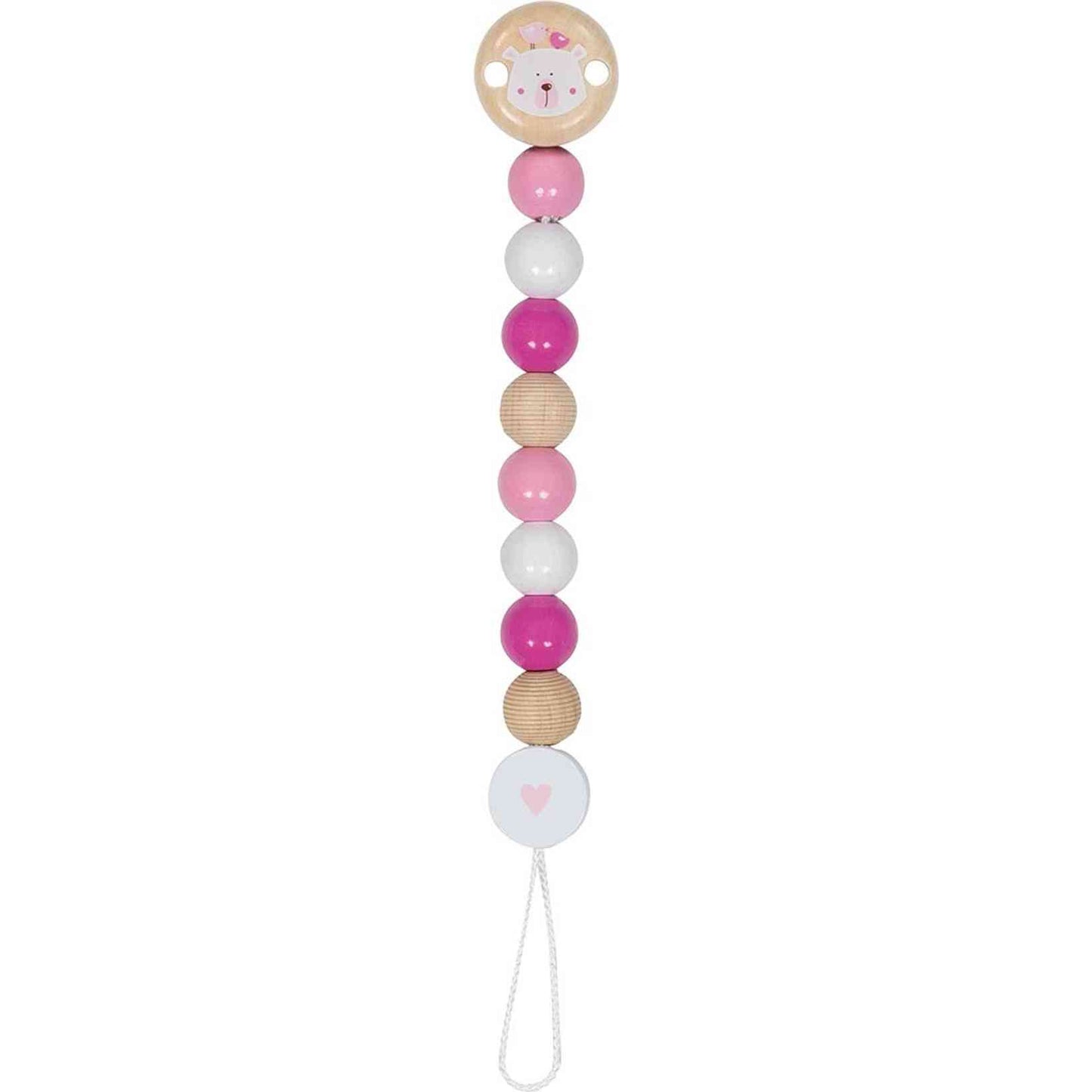 Schnullerkette mit liebevollen Motiven aus Naturmaterialien für Babys und Kleinkinder
