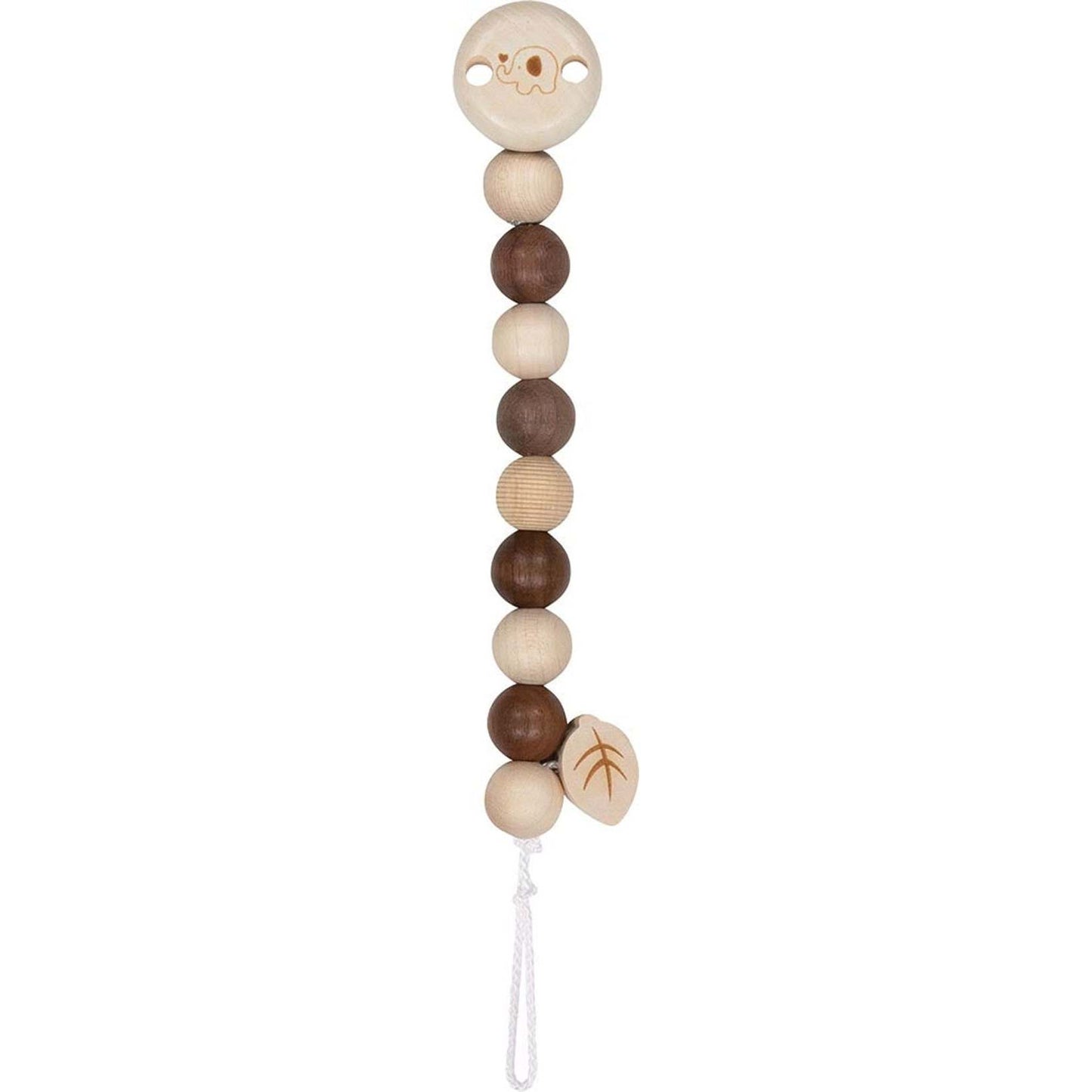 Schnullerkette mit liebevollen Motiven aus Naturmaterialien für Babys und Kleinkinder