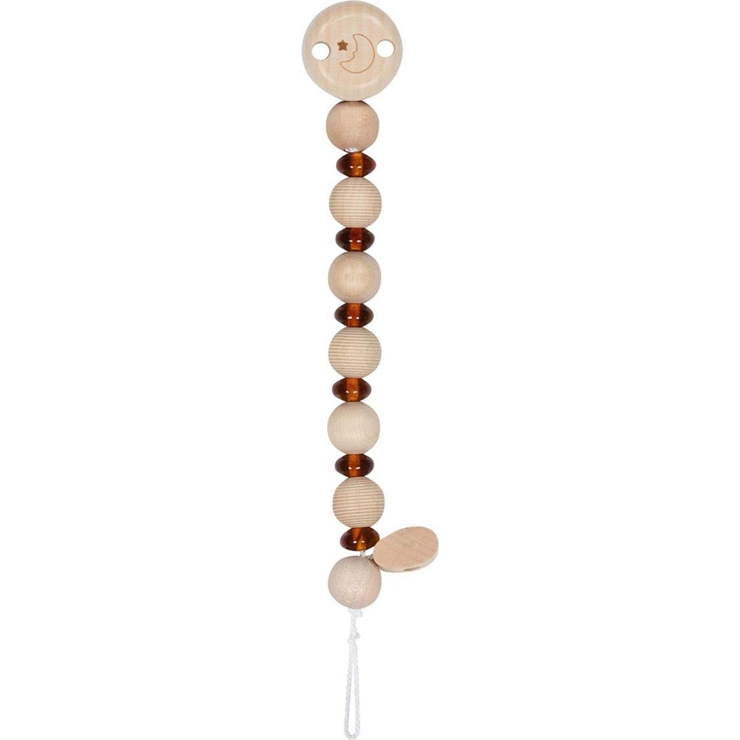 Schnullerkette mit liebevollen Motiven aus Naturmaterialien für Babys und Kleinkinder