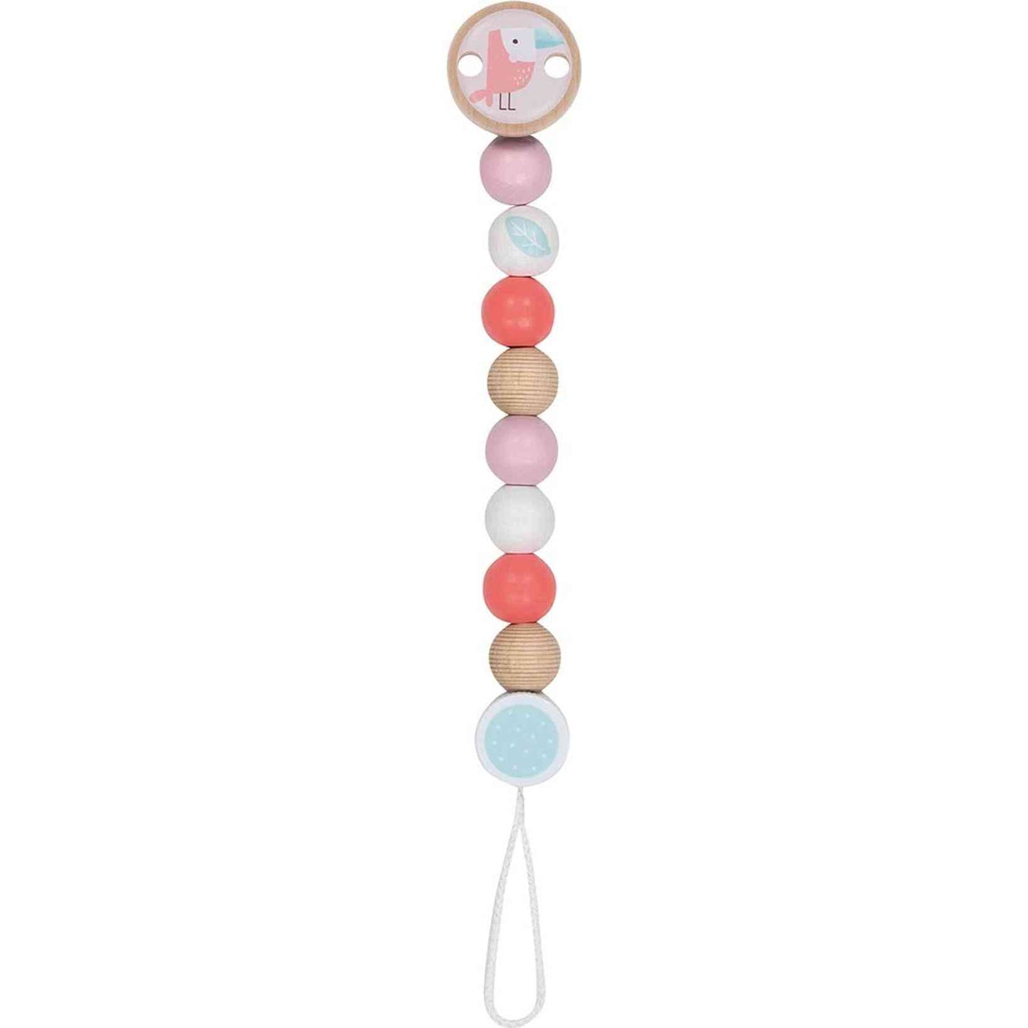 Schnullerkette mit liebevollen Motiven aus Naturmaterialien für Babys und Kleinkinder