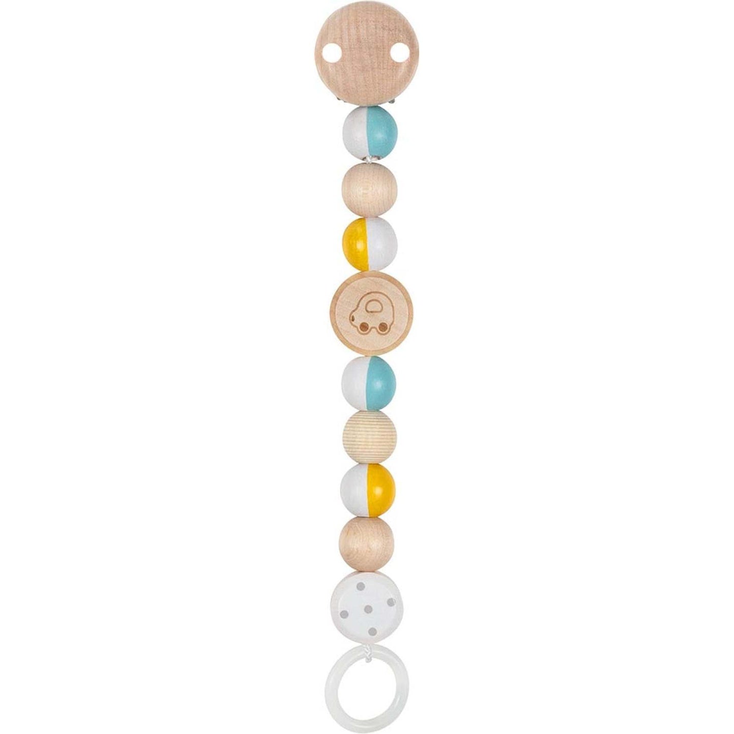 Schnullerkette mit liebevollen Motiven aus Naturmaterialien für Babys und Kleinkinder