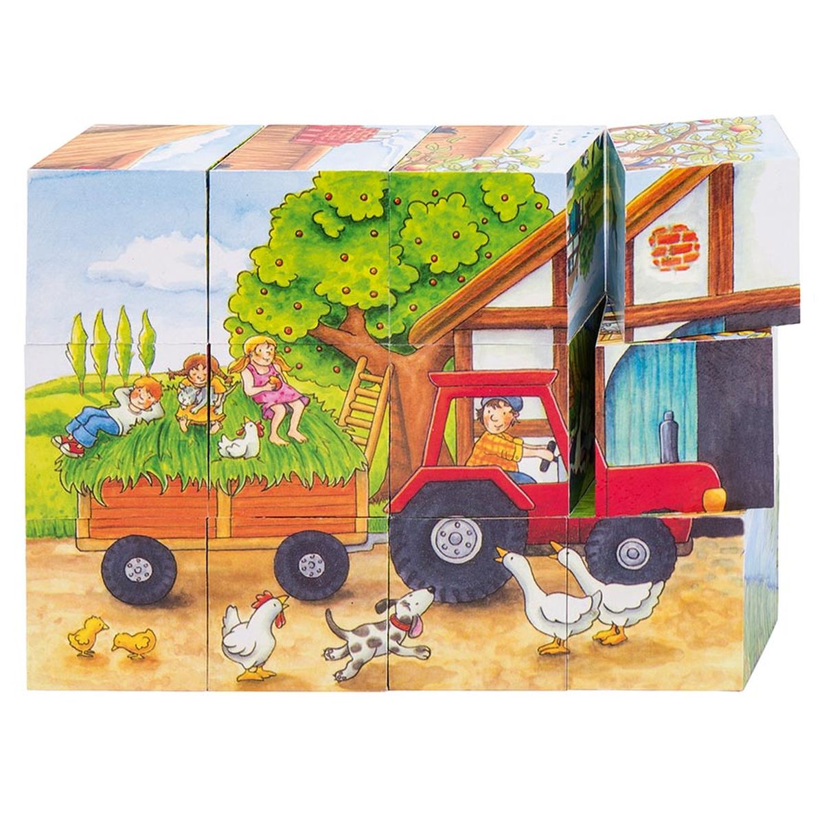 Würfelpuzzle Jahreszeiten auf dem Bauernhof