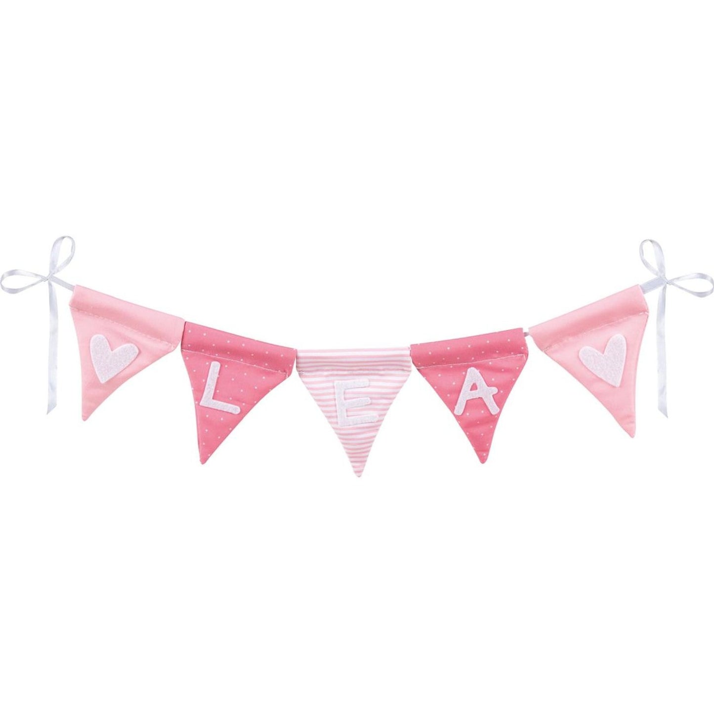 Buchstabenwimpelkette rosa, mit 10 Wimpeln