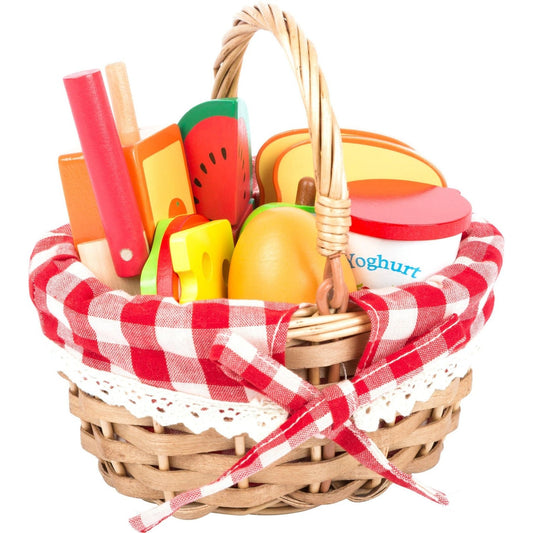Picknickkorb mit Schneide-Lebensmitteln
