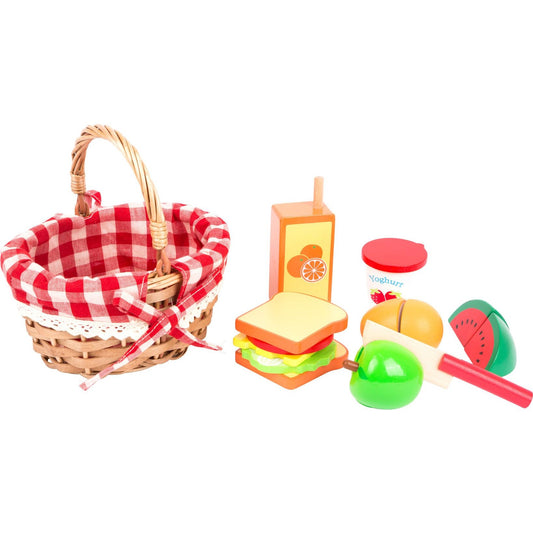 Picknickkorb mit Schneide-Lebensmitteln