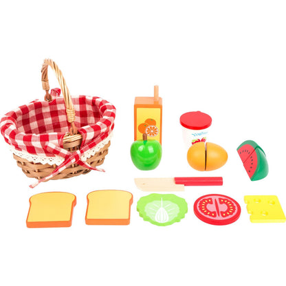 Picknickkorb mit Schneide-Lebensmitteln