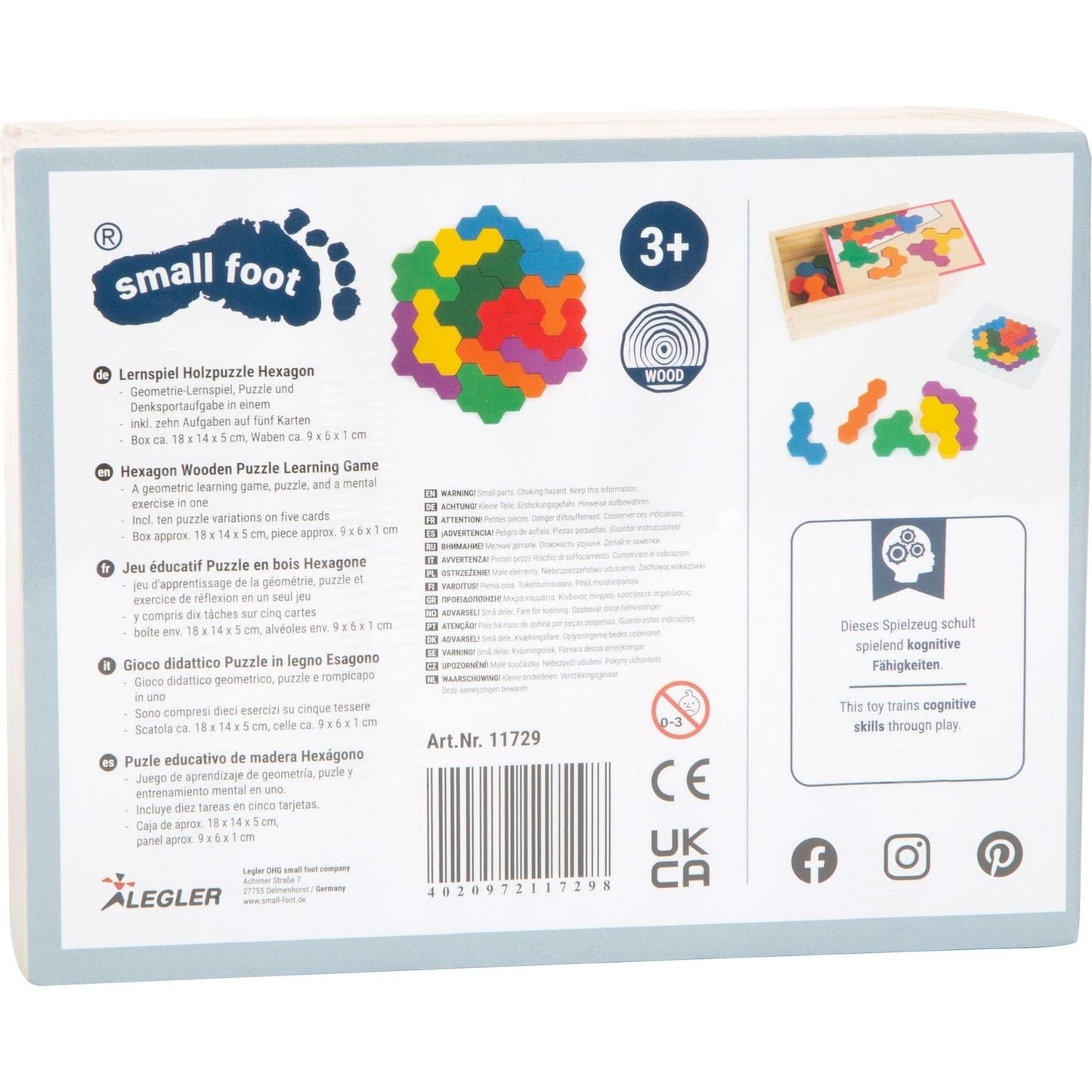 Lernspiel Holzpuzzle Hexagon