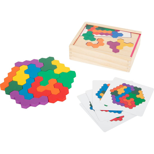 Lernspiel Holzpuzzle Hexagon