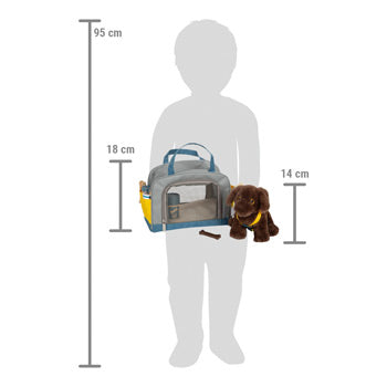 Hund oder Katze mit Tasche und Pflege-Set