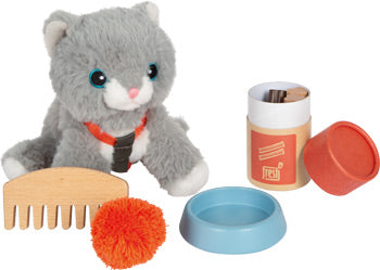 Hund oder Katze mit Tasche und Pflege-Set