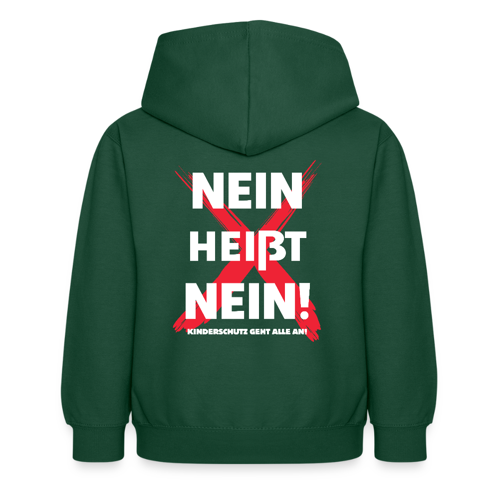 Kinder Hoodie - Nein heißt Nein! (weiß) - Flaschengrün
