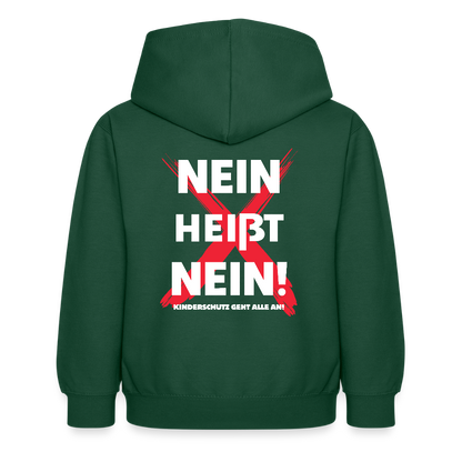 Kinder Hoodie - Nein heißt Nein! (weiß) - Flaschengrün