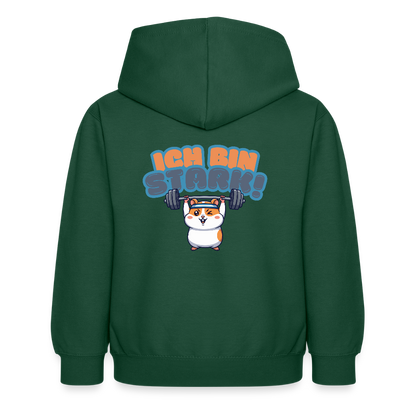 Kinder Hoodie - Ich bin stark - Flaschengrün