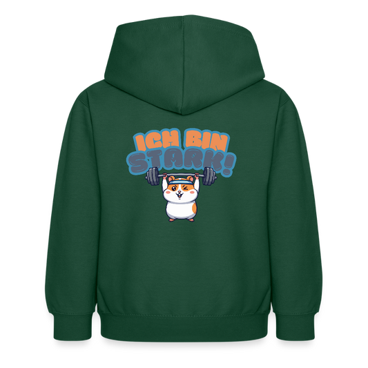 Kinder Hoodie - Ich bin stark - Flaschengrün