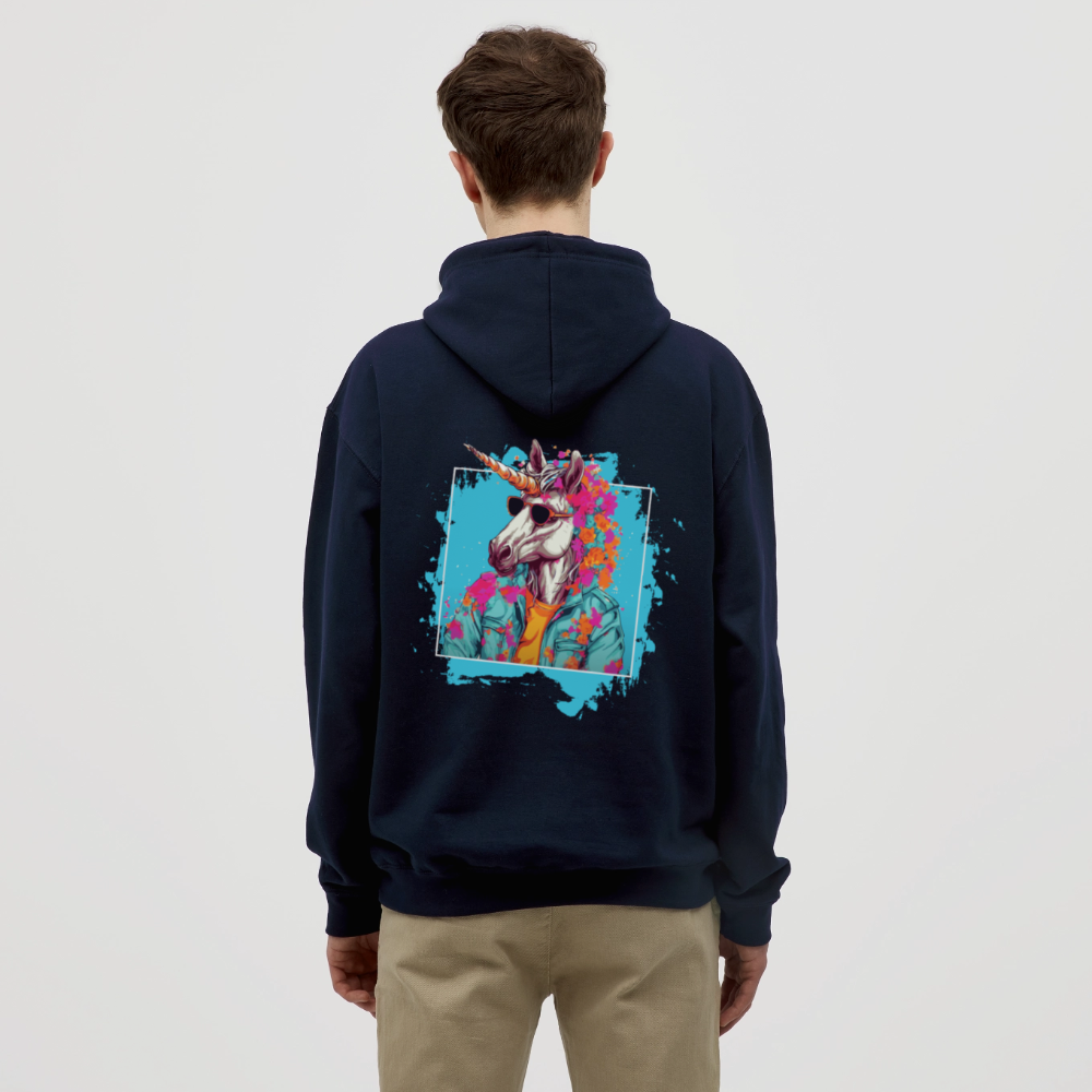 Unisex Hoodie - Flower-Horn - Navy
