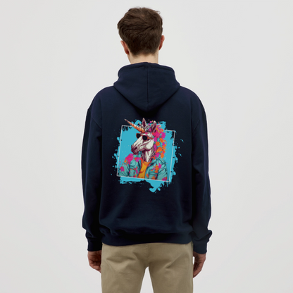 Unisex Hoodie - Flower-Horn - Navy