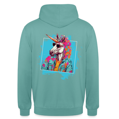 Unisex Hoodie - Flower-Horn - Pastelltürkis