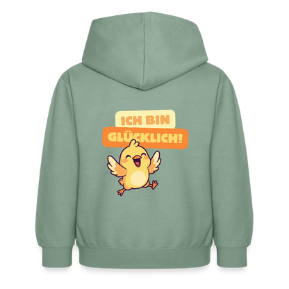 Kinder Hoodie - Ich bin glücklich - Graugrün