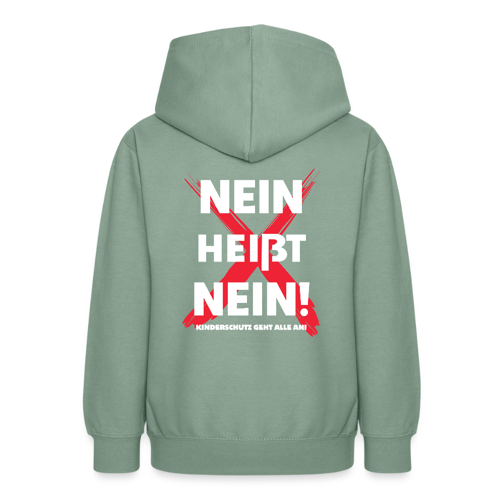 Teenager Hoodie - Nein heißt Nein! (weiß) - Graugrün