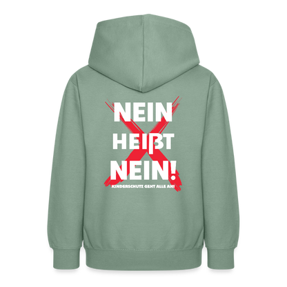 Teenager Hoodie - Nein heißt Nein! (weiß) - Graugrün