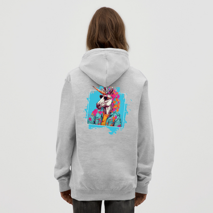 Unisex Hoodie - Flower-Horn - Hellgrau meliert
