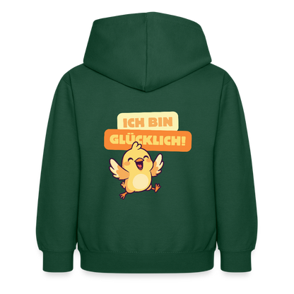 Kinder Hoodie - Ich bin glücklich - Flaschengrün