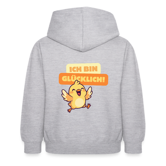 Kinder Hoodie - Ich bin glücklich - Hellgrau meliert