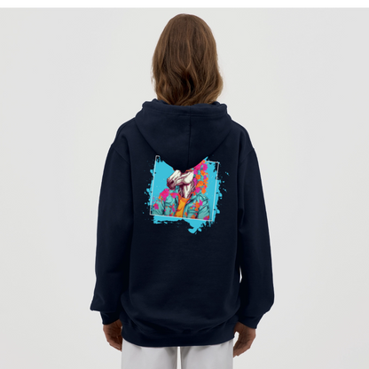 Unisex Hoodie - Flower-Horn - Navy