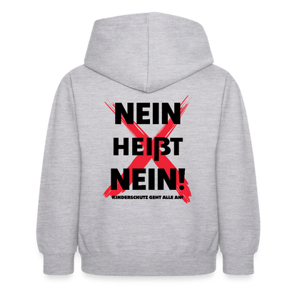 Kinder Hoodie - Nein heißt Nein! - Hellgrau meliert