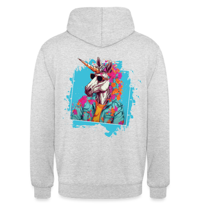 Unisex Hoodie - Flower-Horn - Hellgrau meliert