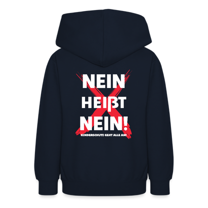 Teenager Hoodie - Nein heißt Nein! (weiß) - Navy