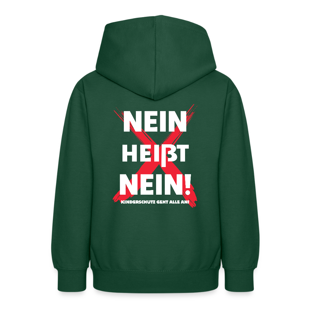Teenager Hoodie - Nein heißt Nein! (weiß) - Flaschengrün