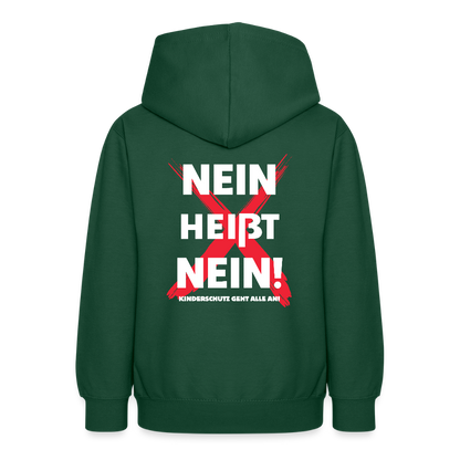 Teenager Hoodie - Nein heißt Nein! (weiß) - Flaschengrün