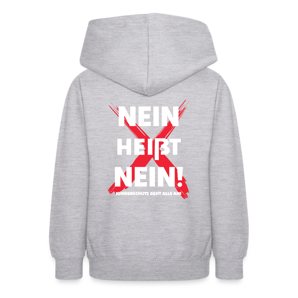 Teenager Hoodie - Nein heißt Nein! (weiß) - Hellgrau meliert