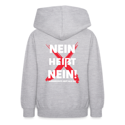 Teenager Hoodie - Nein heißt Nein! (weiß) - Hellgrau meliert