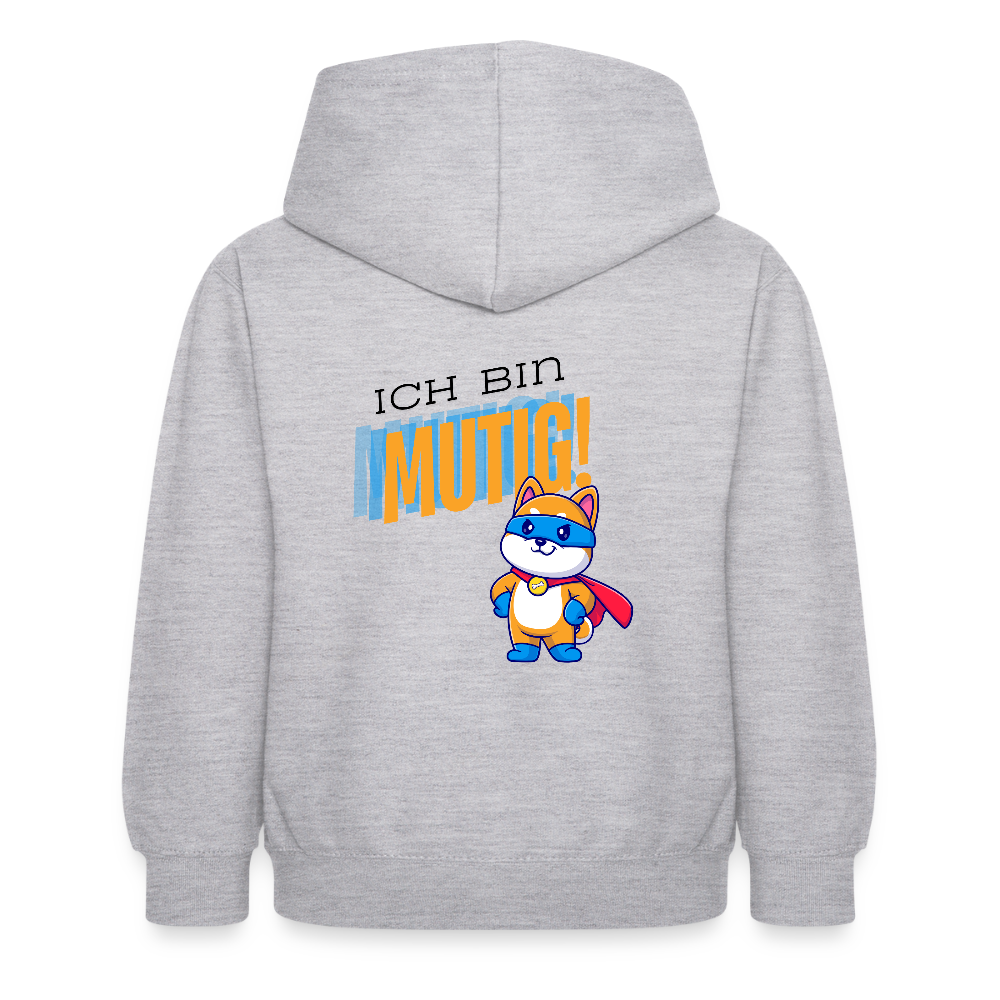 Kinder Hoodie - Ich bin mutig - Hellgrau meliert