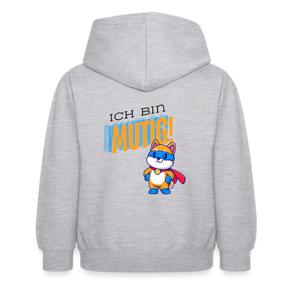 Kinder Hoodie - Ich bin mutig - Hellgrau meliert