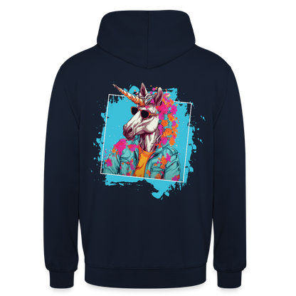 Unisex Hoodie - Flower-Horn - Navy